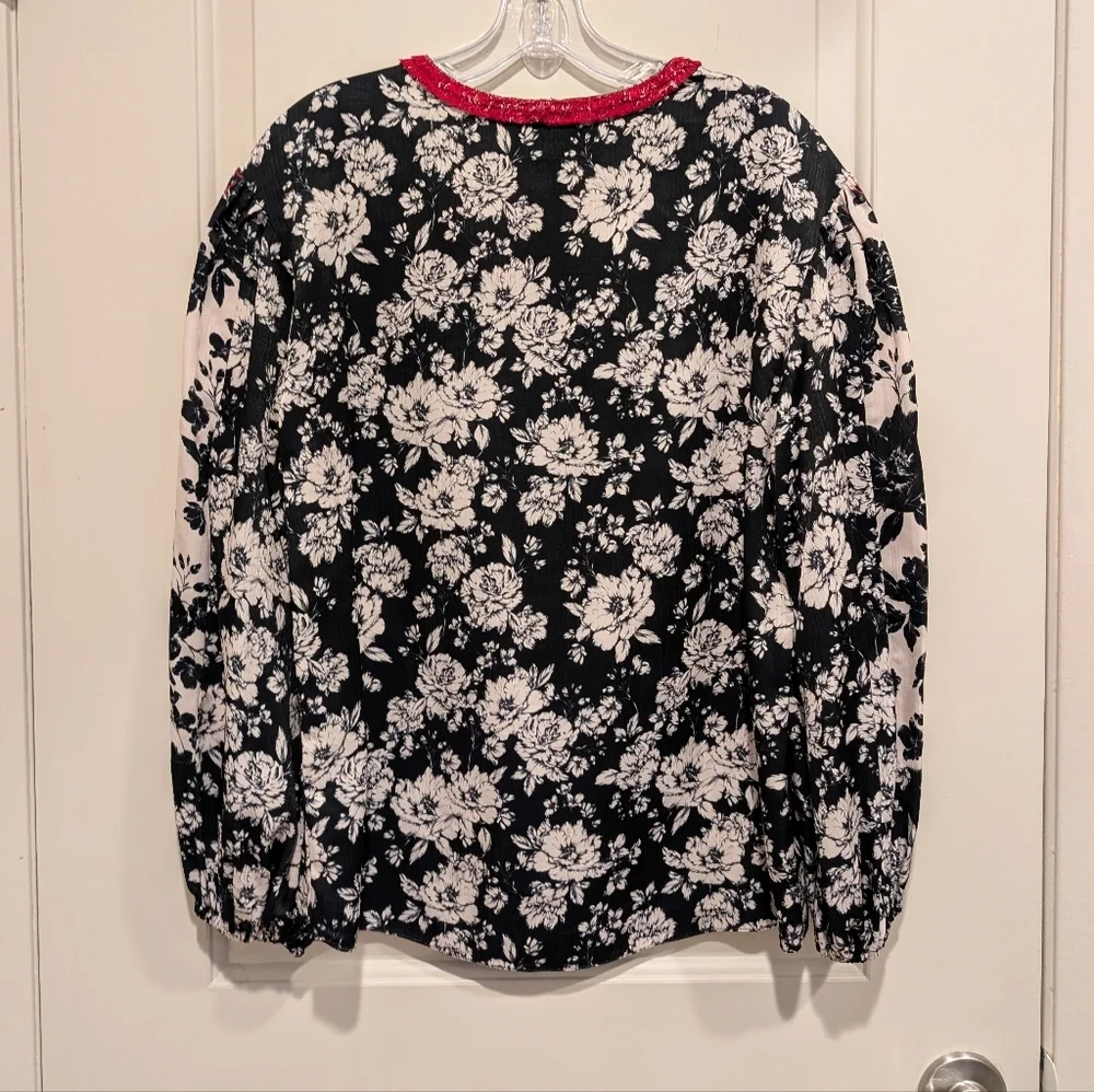 Sachin + Babi Chelsea Blouse Floral Black and White Long Sleeve Blouse XS - Picture 4 of 6